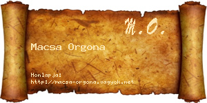 Macsa Orgona névjegykártya